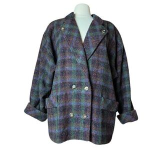GEIGER Plaid Tyrol Wool Blazer Coat Size 40 (US10) Double Breasted Multicolored